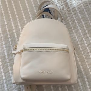 White Leather Mini Backpack
